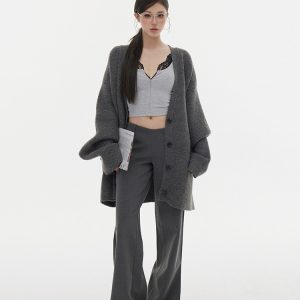 Sunset Harbor Knitted Cardigan for Women - Loose Autumn Winter Sweater - Cozy Lazy Style Outerwear
