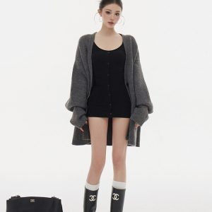 Sunset Harbor Knitted Cardigan for Women - Loose Autumn Winter Sweater - Cozy Lazy Style Outerwear