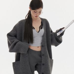 Sunset Harbor Knitted Cardigan for Women - Loose Autumn Winter Sweater - Cozy Lazy Style Outerwear