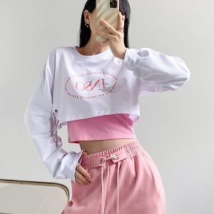 Sweet and Spicy K-Pop Jazz Dance Short Top Set for Women - American Style Korean Dance Performance Outfit for Hot Girl Groups