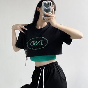 Sweet and Spicy K-Pop Jazz Dance Short Top Set for Women - American Style Korean Dance Performance Outfit for Hot Girl Groups