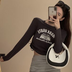 Sweet and Spicy K-Pop Jazz Dance Top for Early Autumn Music Festivals - Trendy Short Performance Outfit