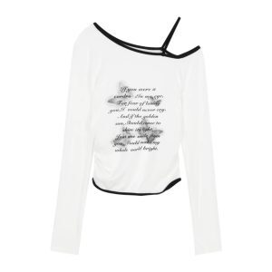 Sweet and Spicy K-Pop Off-Shoulder Dance Top - Fitted Long Sleeve Sexy T-Shirt for Girls