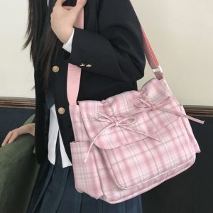 Sweet Bow Canvas Tote Bag for Women - 2024 Large Capacity Commuter Shoulder Bag, Casual Student Style