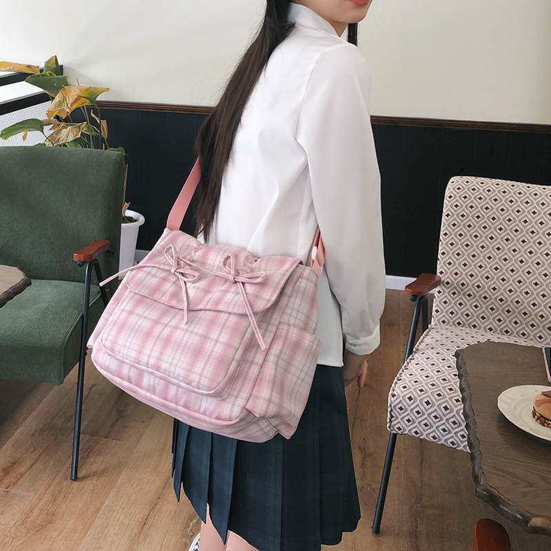 Sweet Bow Canvas Tote Bag for Women - 2024 Large Capacity Commuter Shoulder Bag, Casual Student Style