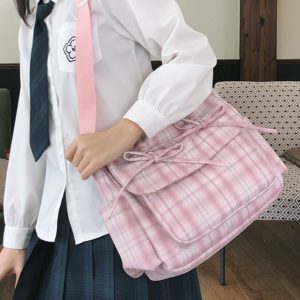 Sweet Bow Canvas Tote Bag for Women - 2024 Large Capacity Commuter Shoulder Bag, Casual Student Style