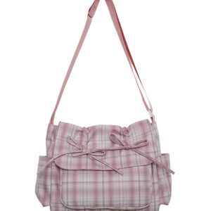 Sweet Bow Canvas Tote Bag for Women - 2024 Large Capacity Commuter Shoulder Bag, Casual Student Style