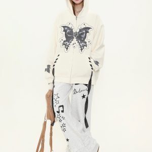 Sweet Bowknot Star Print Wide-Leg Casual Pants for Women - Spring Versatile Loose Sports Sweatpants
