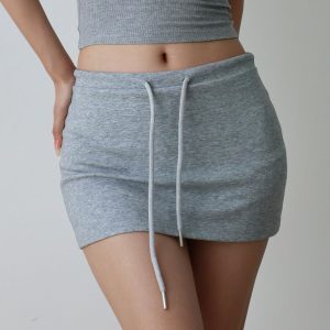 Sweet Cool Girl Drawstring A-Line Bodycon Mini Skirt - Summer Casual Versatile Fashion for Y2K and 90s Inspired Styles