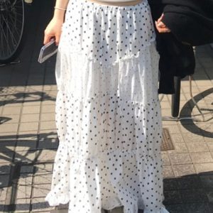 Sweet Princess Style Polka Dot A-Line Midi Skirt for Women, Fashionable Vintage-Inspired Versatile Long Skirt, Age-Reducing Fashion