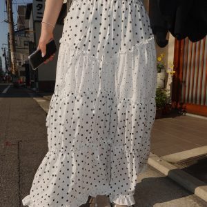 Sweet Princess Style Polka Dot A-Line Midi Skirt for Women, Fashionable Vintage-Inspired Versatile Long Skirt, Age-Reducing Fashion