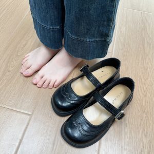 Thick-Soled Black Mary Jane Loafers for Women - Retro Japanese JK Style Round-Toe Shoes for Spring Summer, Perfect with Skirts