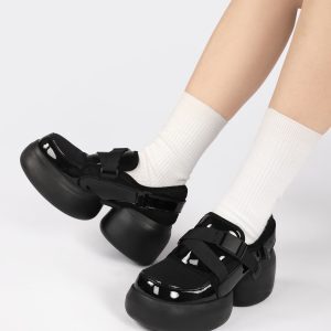 Thick-Soled Black Mary Jane Sneakers for Women - Summer 2025 Spicy Girl Mesh Leather Footwear