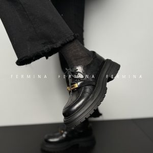 Thick-Soled British-Style Loafers for Women - Chunky Heels, Lace-Up Design, Height-Increasing Leather Shoes for Spring 2024