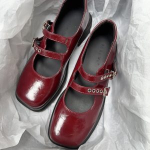 Thick-Soled Brown Mary Jane Shoes for Women – Retro Japanese JK Round-Toe Chunky Heel Leather for Spring/Summer 2024