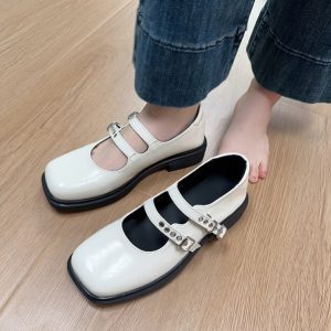Thick-Soled Brown Mary Jane Shoes for Women – Retro Japanese JK Round-Toe Chunky Heel Leather for Spring/Summer 2024