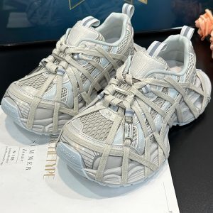 Thick-Soled Height-Increasing Dad Shoes for Women - 2025 Spring/Summer Niche Spider Web Mesh Lace-Up Casual Sneakers
