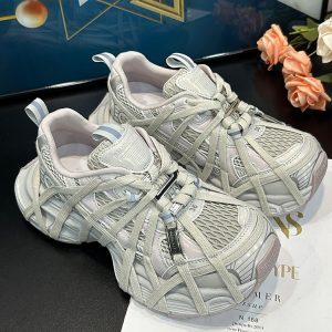 Thick-Soled Height-Increasing Dad Shoes for Women - 2025 Spring/Summer Niche Spider Web Mesh Lace-Up Casual Sneakers