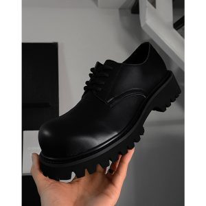 Thick-Soled Men's Leather Derby Shoes - British Style Business Casual Footwear for High-End Suits