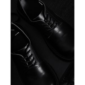 Thick-Soled Men's Leather Derby Shoes - British Style Business Casual Footwear for High-End Suits