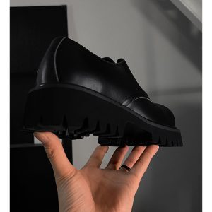 Thick-Soled Men's Leather Derby Shoes - British Style Business Casual Footwear for High-End Suits