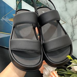 Thick-Soled One-Strap Sandals for Women - 2025 Summer Casual Roman Shoes, Soft Sole, Comfortable Black Footwear