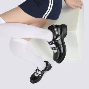 Thick-Soled Round-Toe Velcro Women's Flats - Sweet College Style for Spring/Summer 2025, Trendy Niche Design