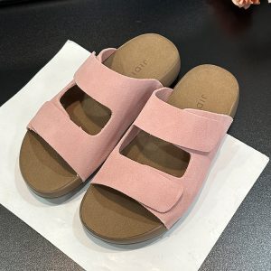 Thick-Soled Suede Half Slippers for Women - Retro Velcro One-Strap Casual Summer Footwear 2025 Style