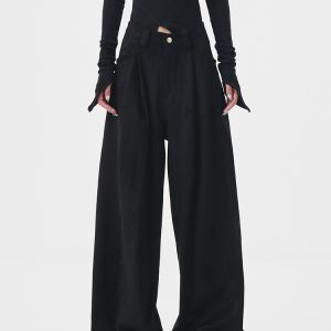Thick Wide-Leg Casual Pants for Women, Loose Slimming Floor-Length Trousers, Autumn/Winter Fashion, Y2K Style