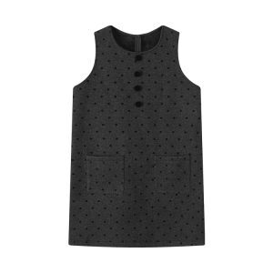Thickened Black Polka Dot Suspender Dress for Women - Korean Style Long Loose Dress for Autumn & Winter Fashion