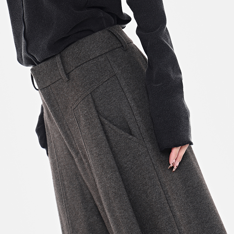 Thickened Gray Wide-Leg Suit Pants for Women - Straight Loose Draped Versatile Floor-Length Trousers - Y2K Fashion Style