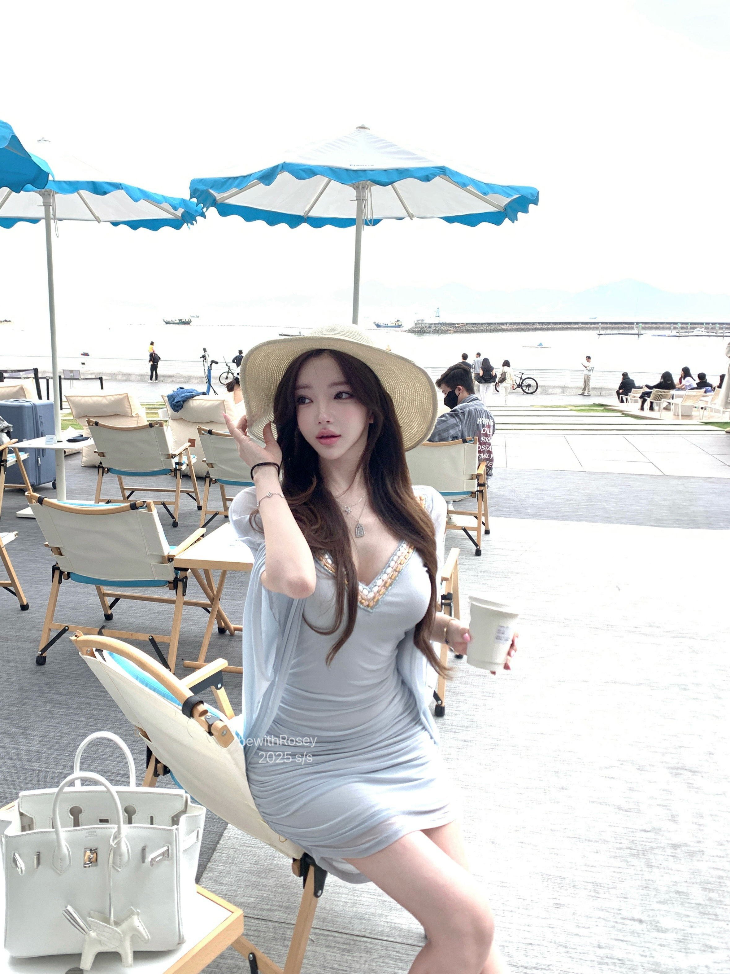Transparent Blue Mermaid Tears Three-Layer Beaded V-Neck Mesh Bodycon Vacation Dress - Chic Summer Style, Perfect for Beach Getaways