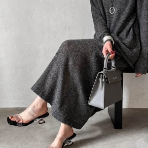 Transparent Chunky Heeled One-Strap Sandals for Women - Milan Summer High-End Slip-On Design, Perfect for 2025 Fashion Trends