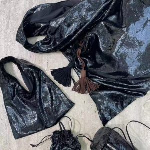 Trendy 2025 Soft Sculpture Mini Bag with Shiny Tassels and Drawstring Closure - Versatile Fashion Accessory