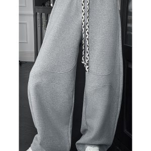 Trendy American Splicing Loose Curved Blade Casual Long Pants for Spring, Versatile Design for Effortless Style