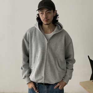 Trendy American-Style Loose Boxy Cropped Zip-Up Sweatshirt Jacket for Unisex - Airy Layer for Casual Style