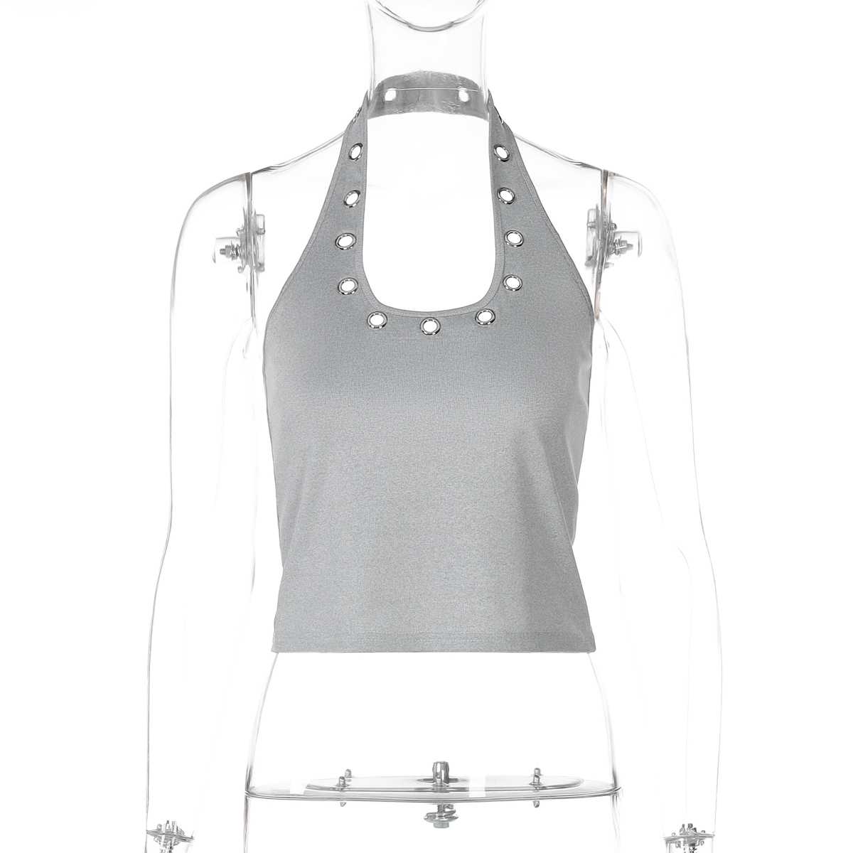 Trendy Backless Halter Top with Metal Buckle - Cool Street Style for Women - Slim Fit Summer Shirt for Spicy Looks