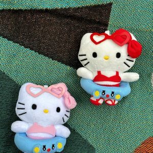Trendy Cute Cartoon Plush Cat Keychain Pendant for Backpack - Adorable Doll Accessory for Students
