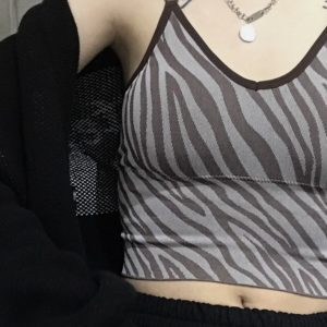 Trendy Dance Outfit with Padded Tank Top and Zebra Print Sports Bra for Jazz Dancing, Cool Girl Style