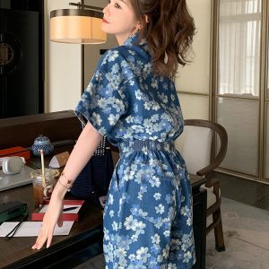 Trendy Floral Denim Jumpsuit for Women - Summer Y2K Style Thin Romper Set, Unique and Stylish for a Chic Look
