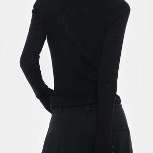 Trendy Heavy Metal Buckle Round Neck Long Sleeve Knitted Cardigan - Women's Autumn Winter Layering Essential