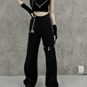 Trendy High Street Women's Straight Leg Cargo Pants, Hip-Hop Dance Jazz Style, Slimming Fit, European and American Fashion