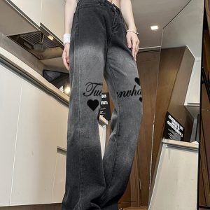 Trendy High-Waisted Printed Wide-Leg Pants for Women - Casual Slim-Fit American High Street Style