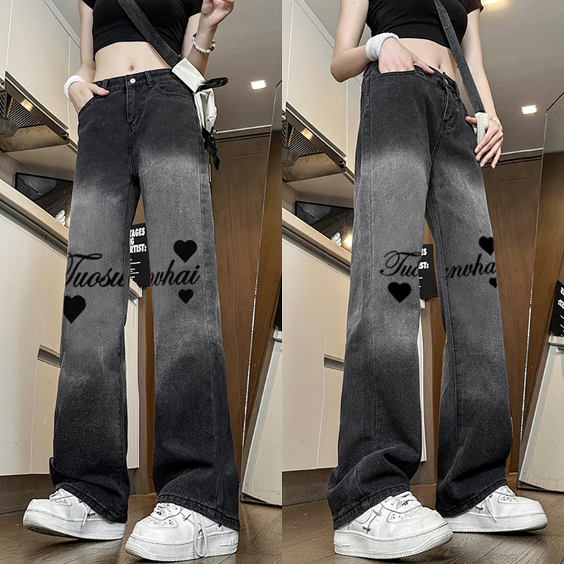 Trendy High-Waisted Printed Wide-Leg Pants for Women - Casual Slim-Fit American High Street Style