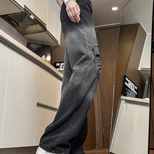 Trendy High-Waisted Printed Wide-Leg Pants for Women - Casual Slim-Fit American High Street Style