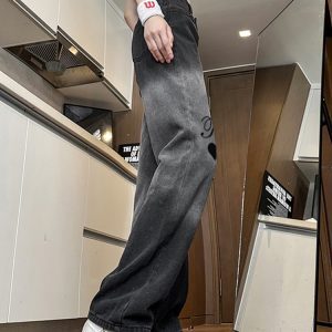 Trendy High-Waisted Printed Wide-Leg Pants for Women - Casual Slim-Fit American High Street Style