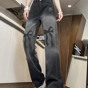 Trendy High-Waisted Wide-Leg Pants for Women - American High Street Style, Casual Versatile Slim-Fit, Printed Design