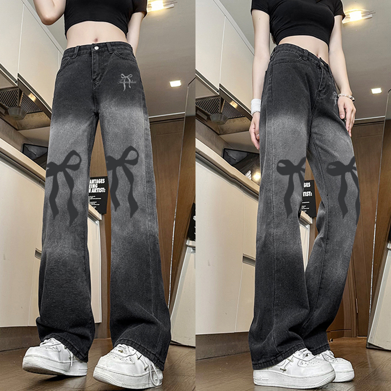 Trendy High-Waisted Wide-Leg Pants for Women - American High Street Style, Casual Versatile Slim-Fit, Printed Design