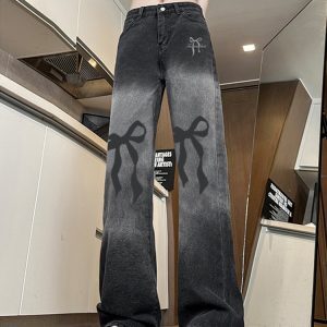 Trendy High-Waisted Wide-Leg Pants for Women - American High Street Style, Casual Versatile Slim-Fit, Printed Design