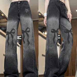 Trendy High-Waisted Wide-Leg Pants for Women - American High Street Style, Casual Versatile Slim-Fit, Printed Design